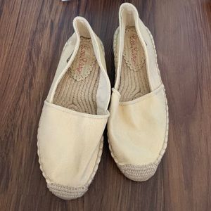 Lilly Pulitzer gold espadrille flats.
